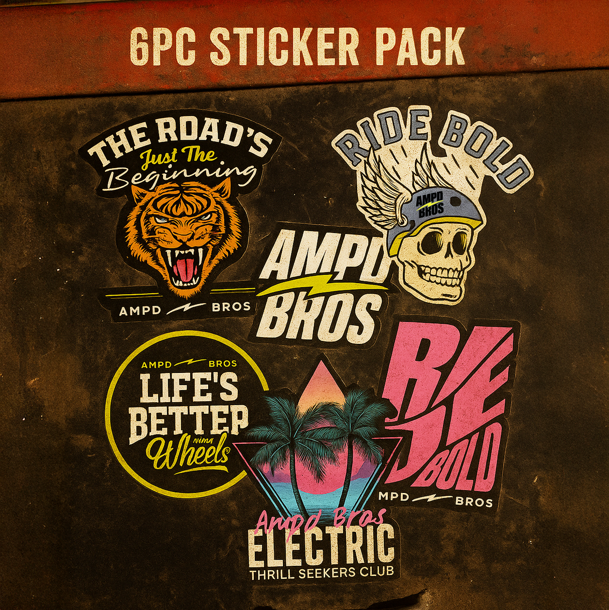 Ampd Bros 6pc Epic Sticker Pack